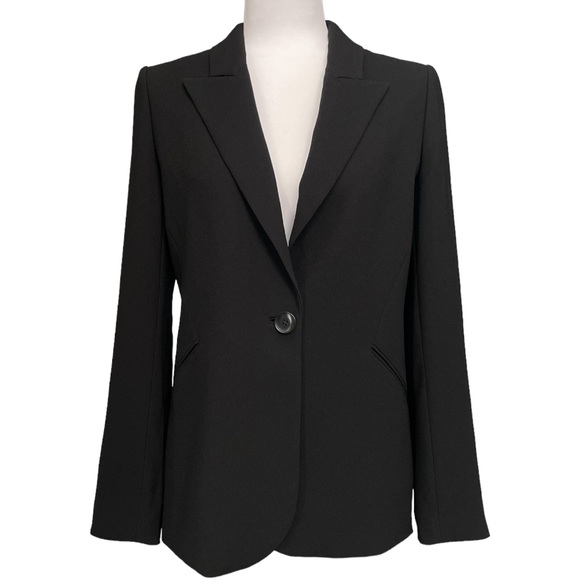 ELIE TAHARI Alice Ruched Back Crepe Jacket in Black - Size 8 - Picture 5 of 5